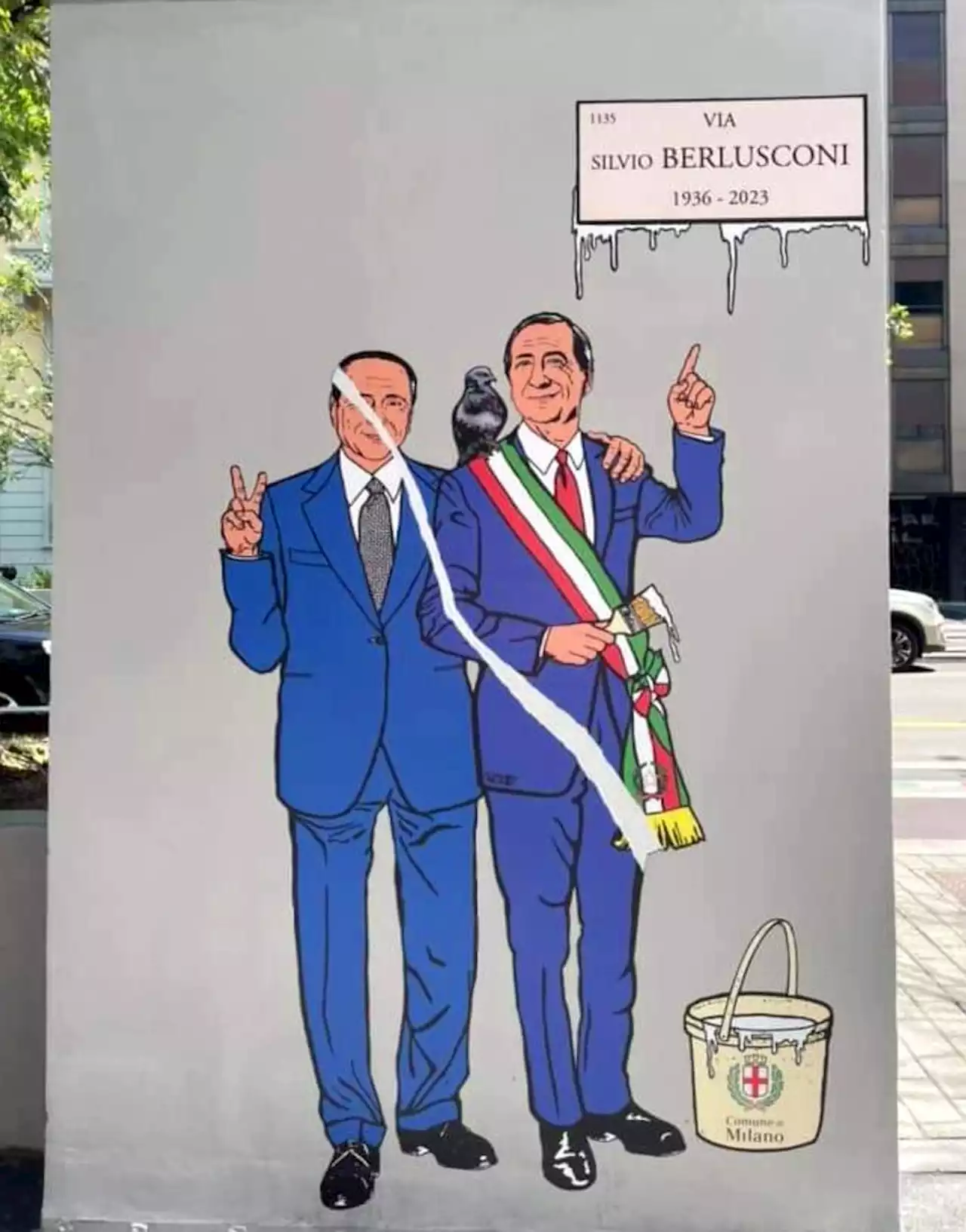 Berlusconi, vandalizzato il quarto murale in via Volturno a Milano