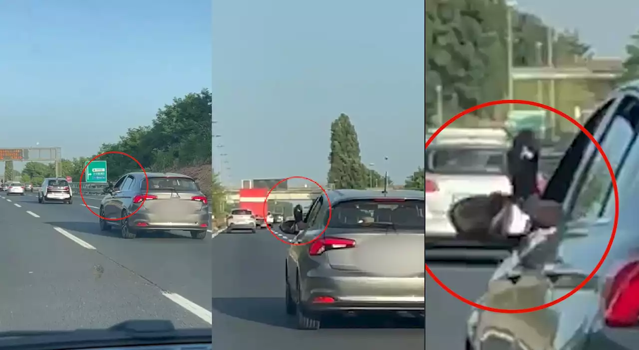 Roma, guida con un piede fuori dal finestrino sul Raccordo (tra gli automobilisti increduli): il video fa il giro del web