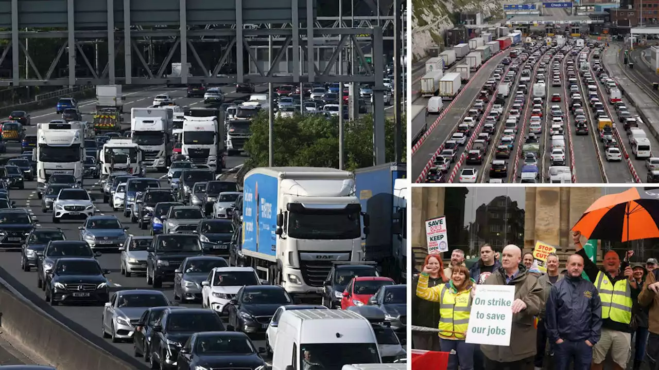 Getaway chaos begins: Traffic jams build as airports pack out and train strikes bring summer rush to standstill