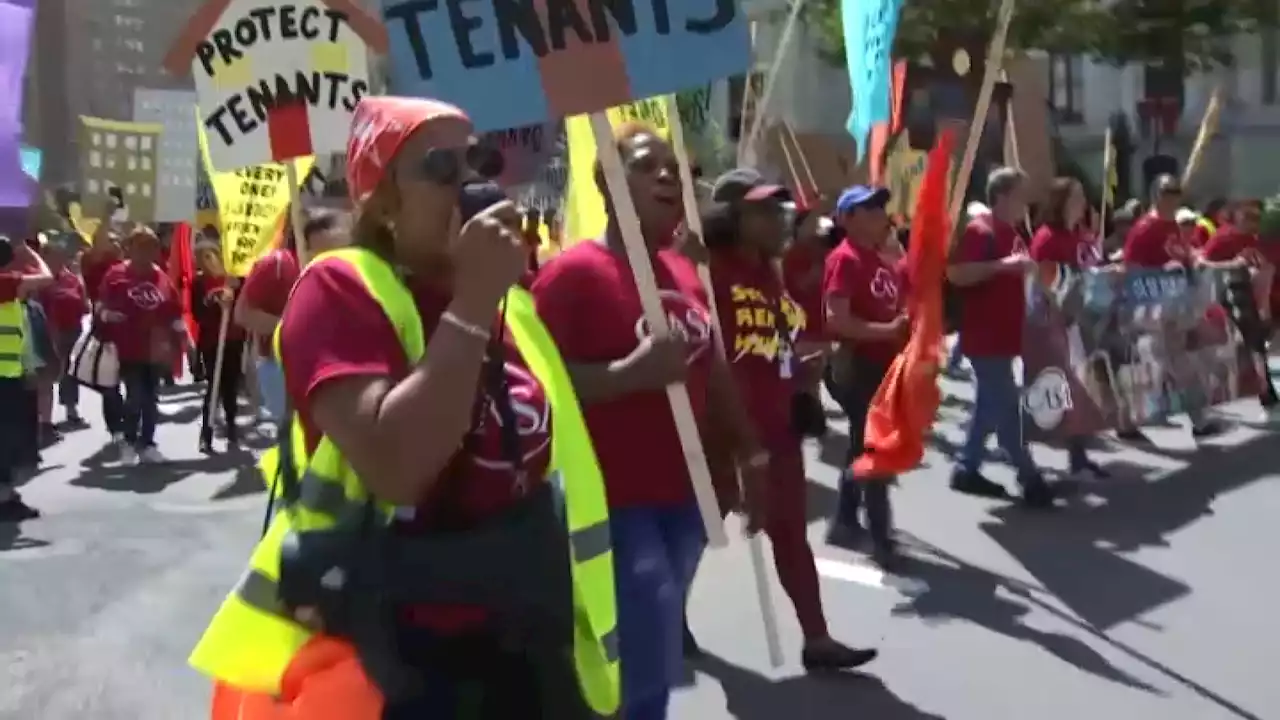 Hundreds gather at City Hall to protest housing injustice