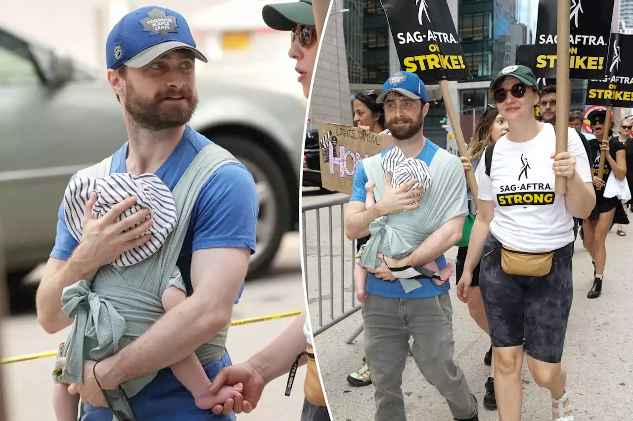 Daniel Radcliffe, girlfriend Erin Darke bring newborn baby to SAG-AFTRA picket line in NYC