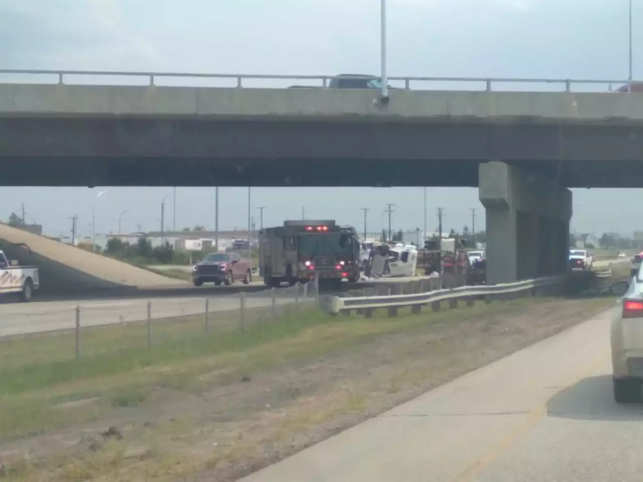 Semi rolls over, spills contents on Idylwyld Drive in Saskatoon's north end