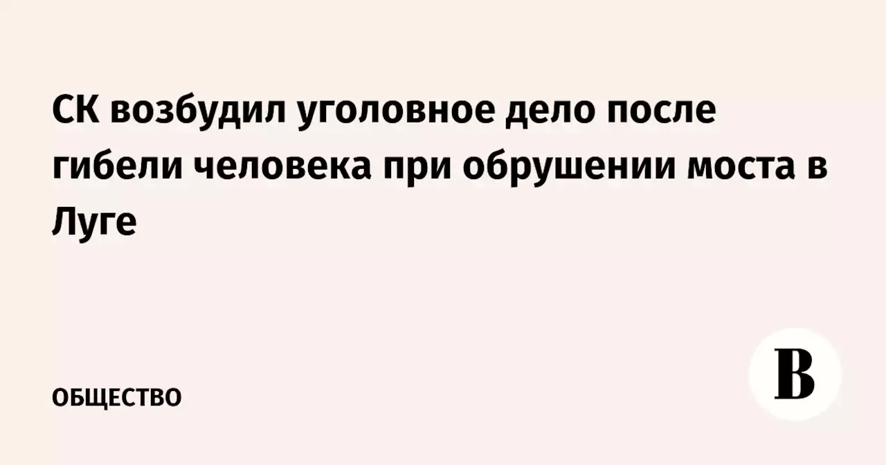 СК возбудил уголовное дело после гибели человека при обрушении моста в Луге