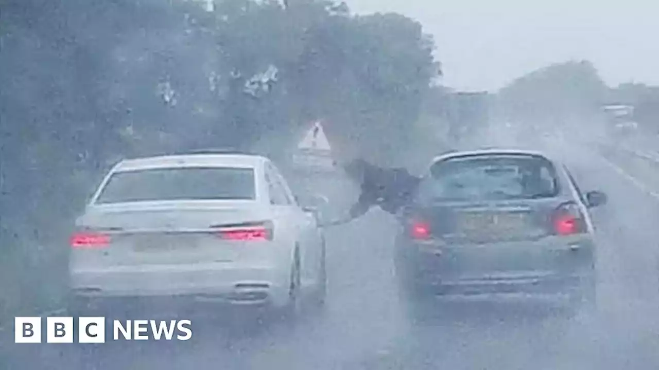 Lincolnshire Police warn man seen 'cleaning' car moving at 60mph