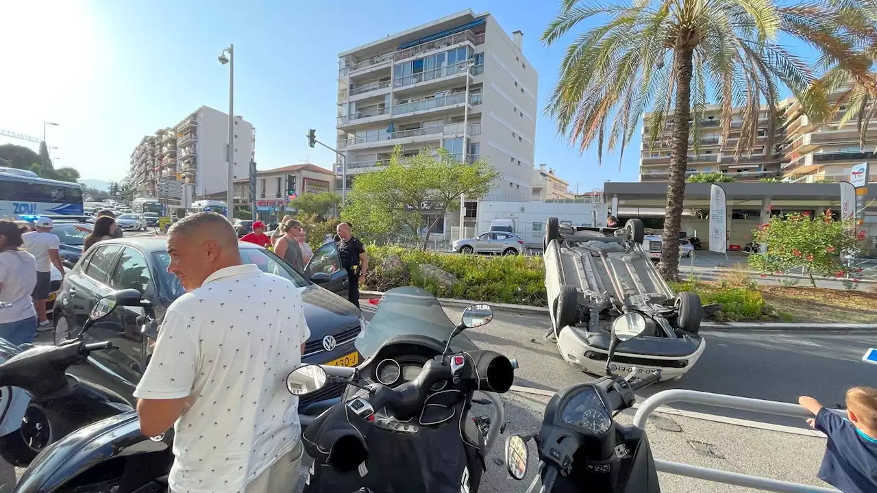 Cagnes-sur-Mer: une voiture finit sur le toit après une course-poursuite avec la gendarmerie