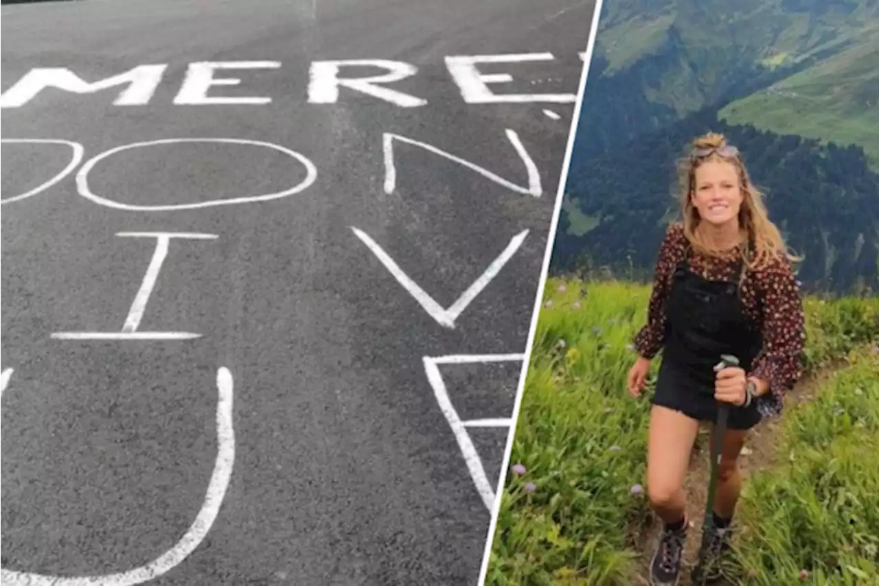 ‘Don’t give up’: Zoerselse boodschap tijdens laatste bergrit Tour is bedoeld voor Merel (22) die zelf haar steilste berg aan het beklimmen is na plotse verlamming in april