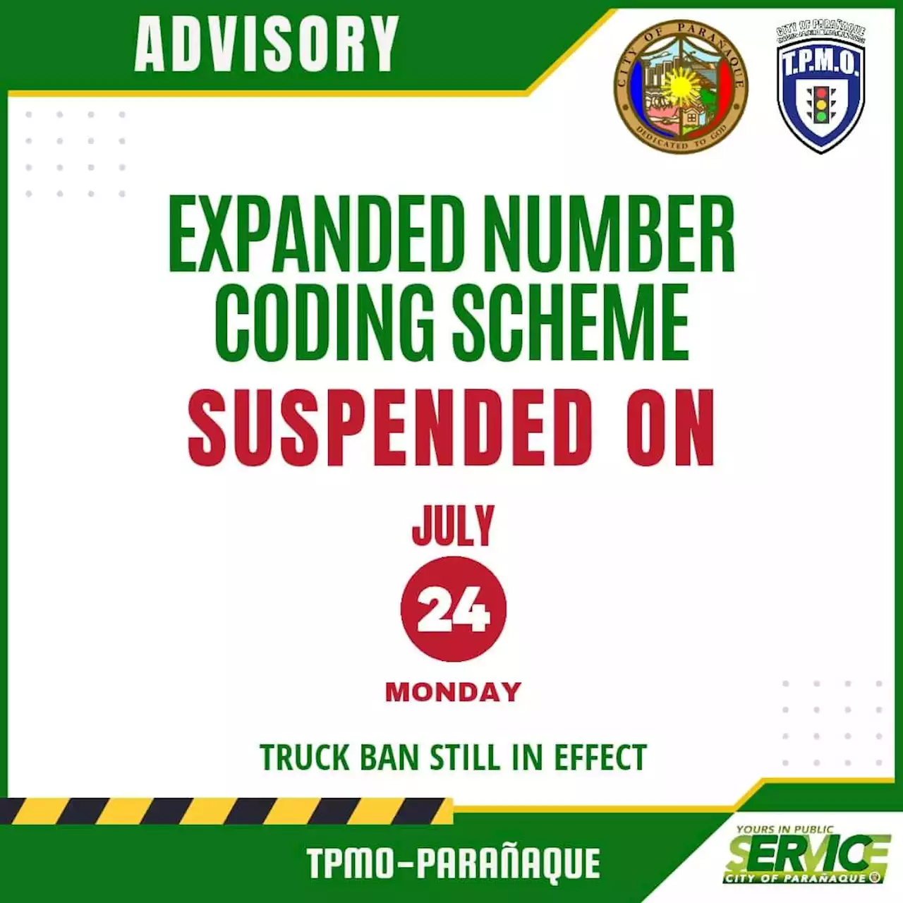 Parañaque LGU suspends number coding scheme on SONA Day