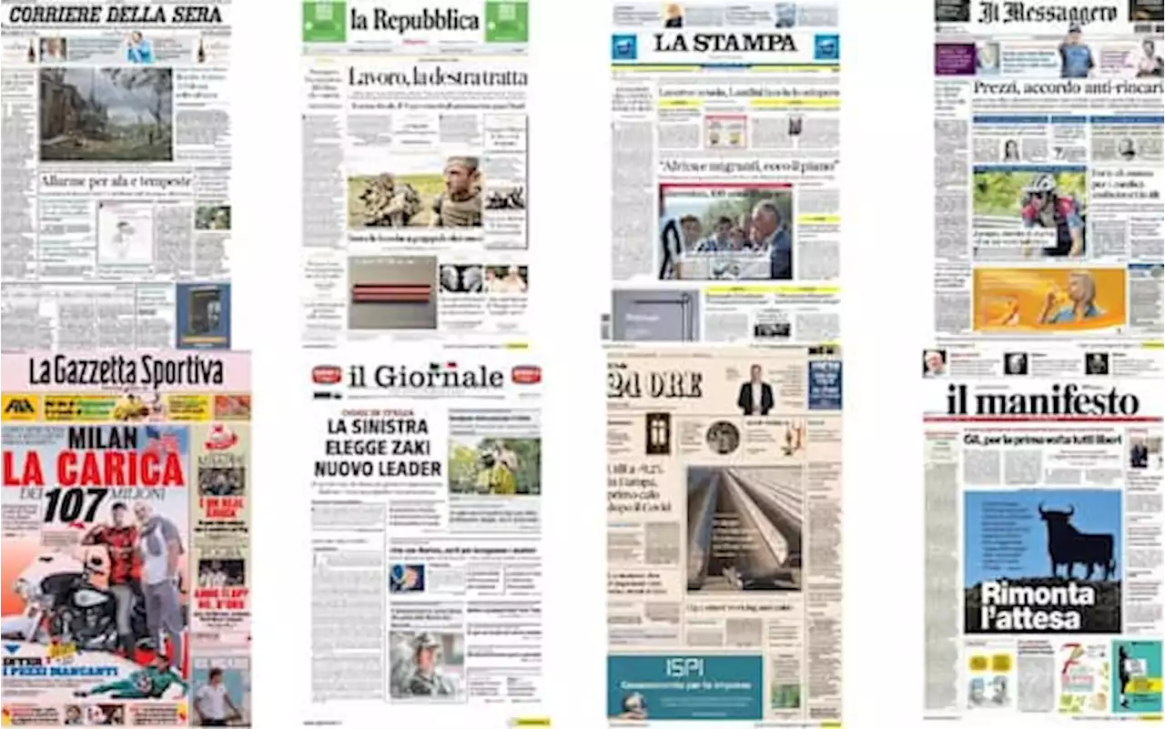 Le prime pagine dei quotidiani di oggi 23 luglio: la rassegna stampa