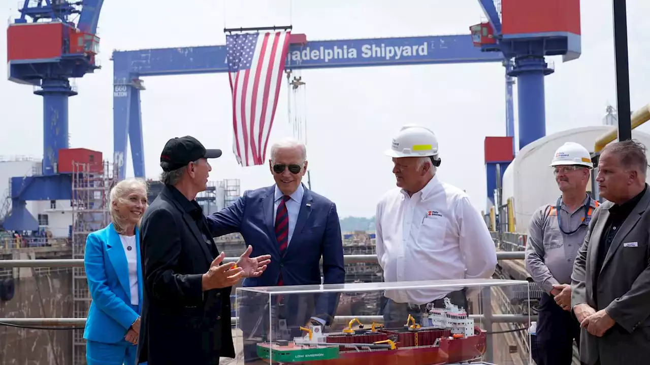 President Biden visits Philly shipyard as he courts organized labor and pushes green jobs