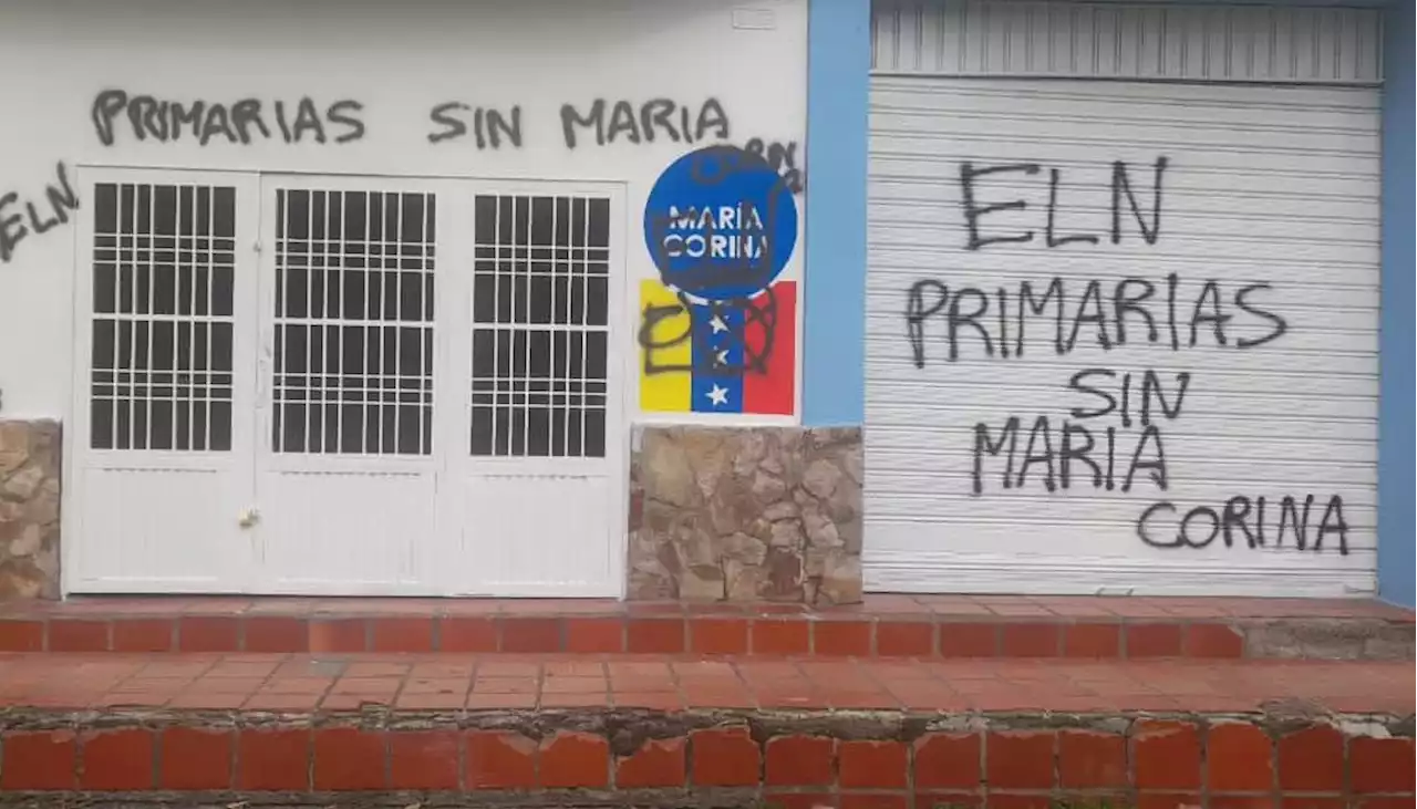 Sede política de María Corina Machado fue vandalizada por grafitis del ELN