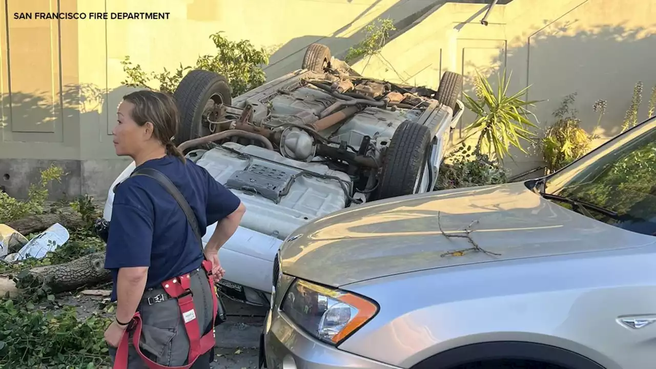 Witness shares new info on occupants who fled scene after car rolls over SF stairs