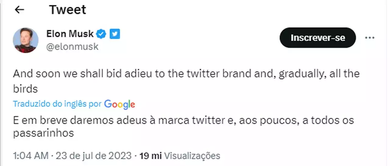 Fim do pássaro azul? Elon Musk diz que mudará a logo do Twitter