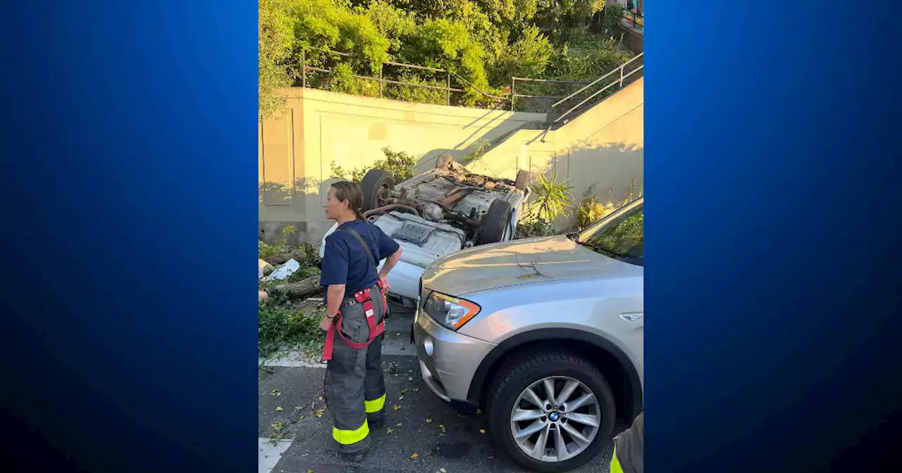 Update: Witnesses say bottles of alcohol, a gun found after spectacular San Francisco crash