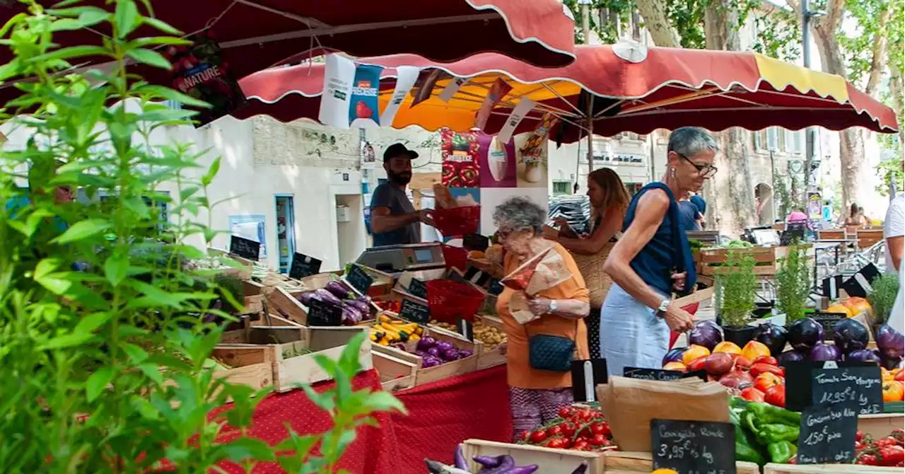 Avignon : ambiance festivalière au marché des Carmes