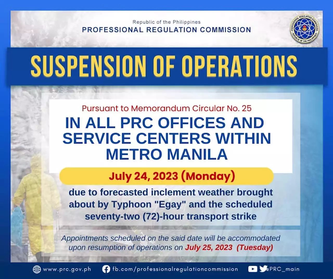 PRC to resume operations in Metro Manila on July 25