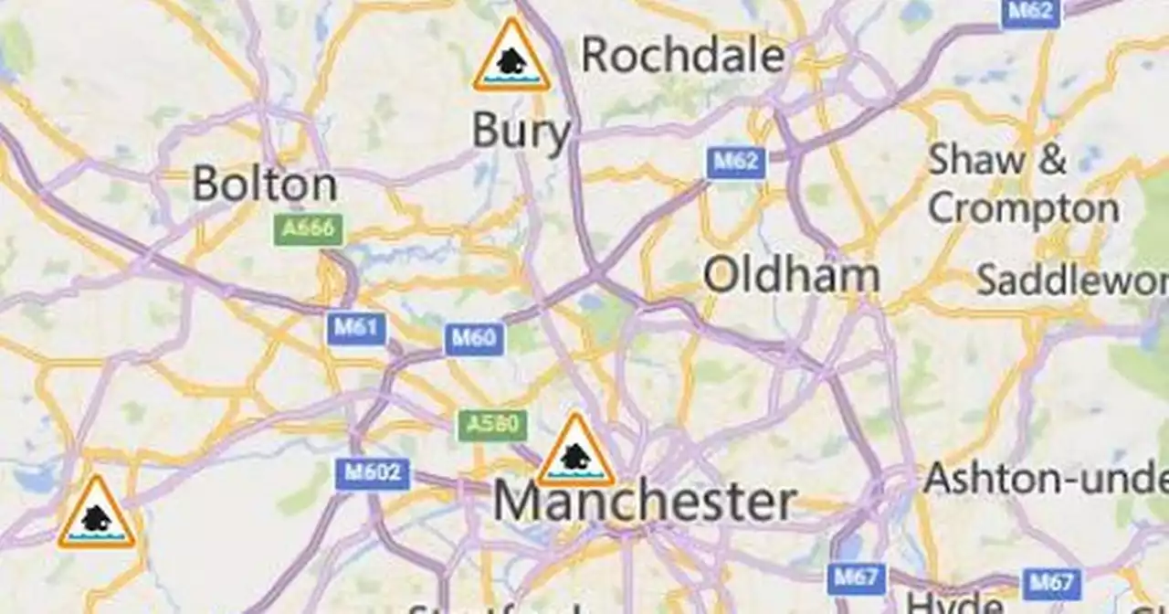 FIVE flood alerts in place after day of heavy rain across Greater Manchester