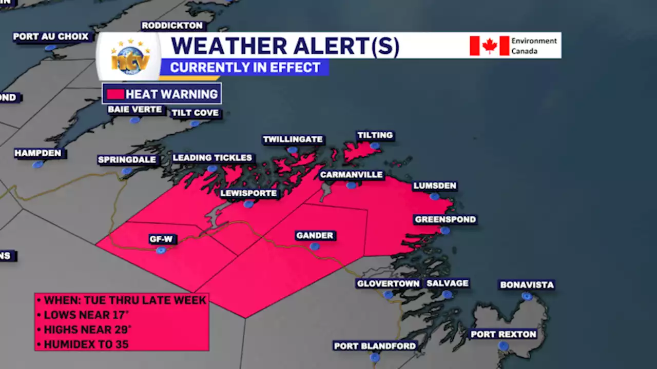 Heat Warning goes into effect Tuesday for parts of Central and Northeastern Newfoundland