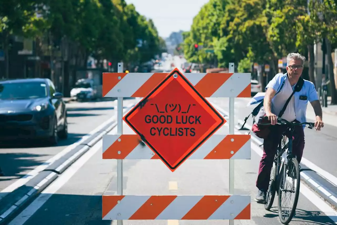 “Oops, bike lane was a mistake… Good luck cyclists”: Commuter protests “worst cycle lane in the world” with homemade signs; Peter Sagan and Thibaut Pinot’s (very different) Tour de France farewells + more on the live blog