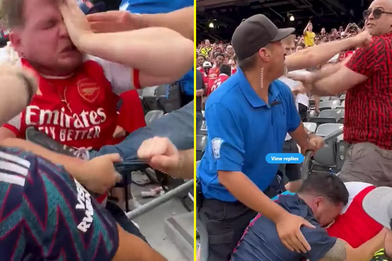 Fans fight in the stands as Man United beat Arsenal in friendly match in America