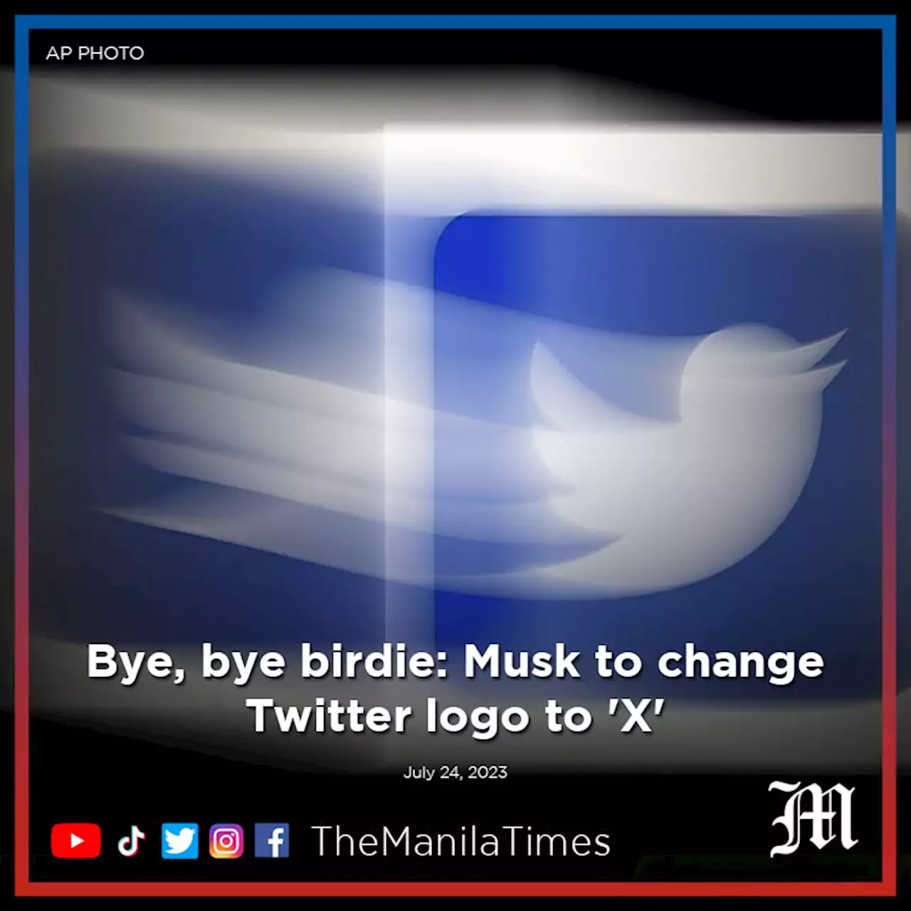 Bye, bye birdie: Musk to change Twitter logo to 'X'