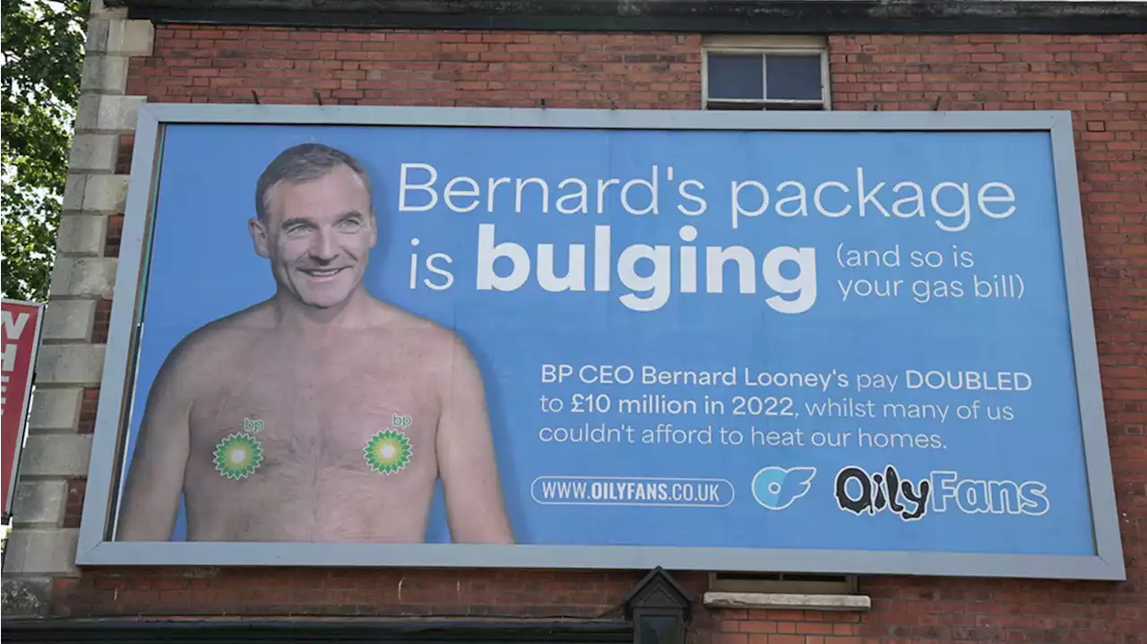 Spoof ‘OilyFans’ Billboard Calls Out BP Boss Over Package That Doubled In Size | Carscoops