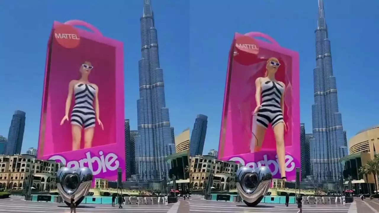 Barbie gigante en 3D aparece en Dubái para promocionar la película