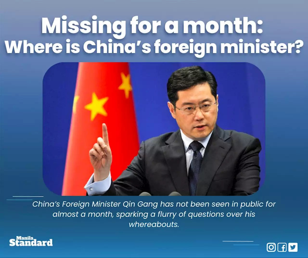 Missing for a month: Where is China’s foreign minister?