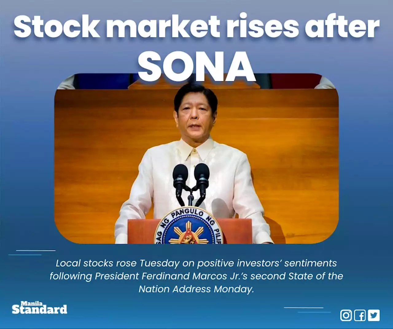 Stock market rises after SONA