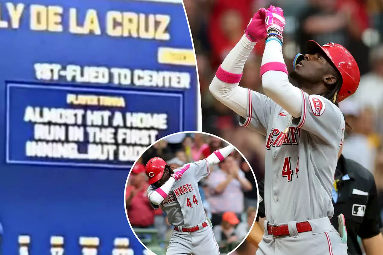 Elly De La Cruz answers Brewers’ scoreboard jab with 456-foot homer