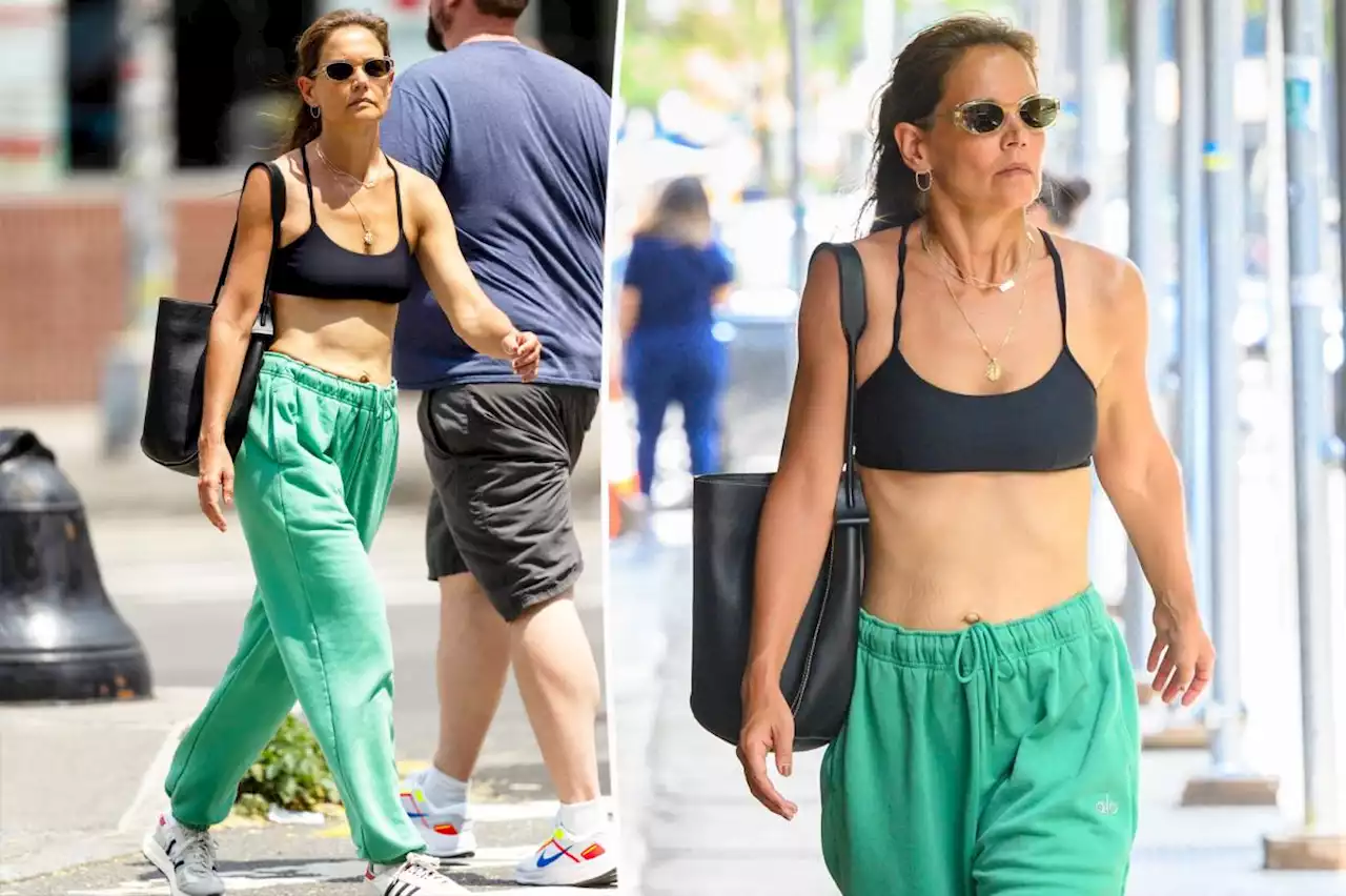 Katie Holmes, 44, shows off abs in sports bra, sweatpants on walk around NYC