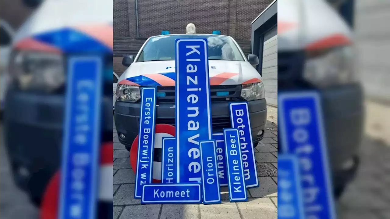 Politie neemt verkeersbordendief zijn verzameling af