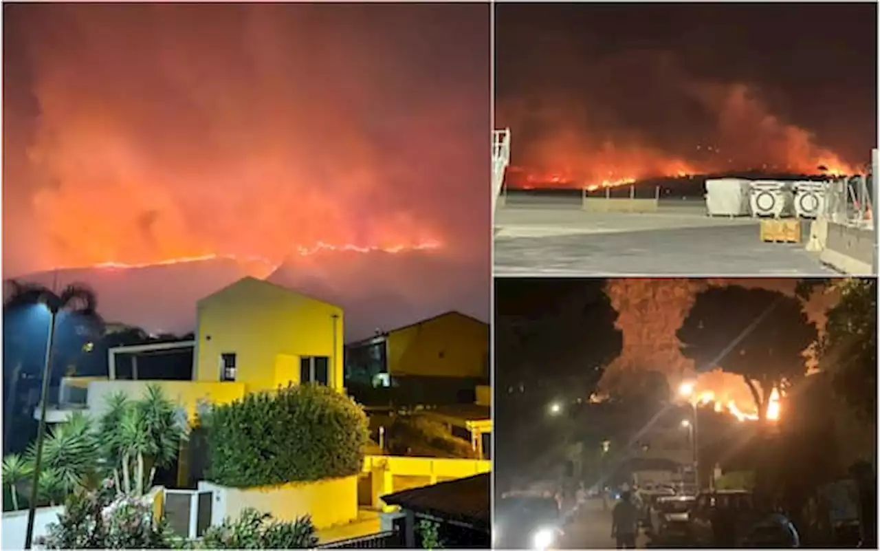 Palermo assediata da incendi, bruciano monti. Chiuso aeroporto