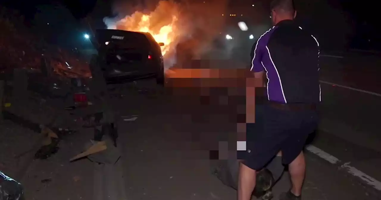 FedEx driver pulls man from burning car on I-15