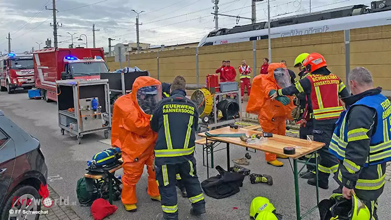 Nö: Gefahrguteinsatz nach Austritt von Batteriesäure am Bahnhof in Schwechat