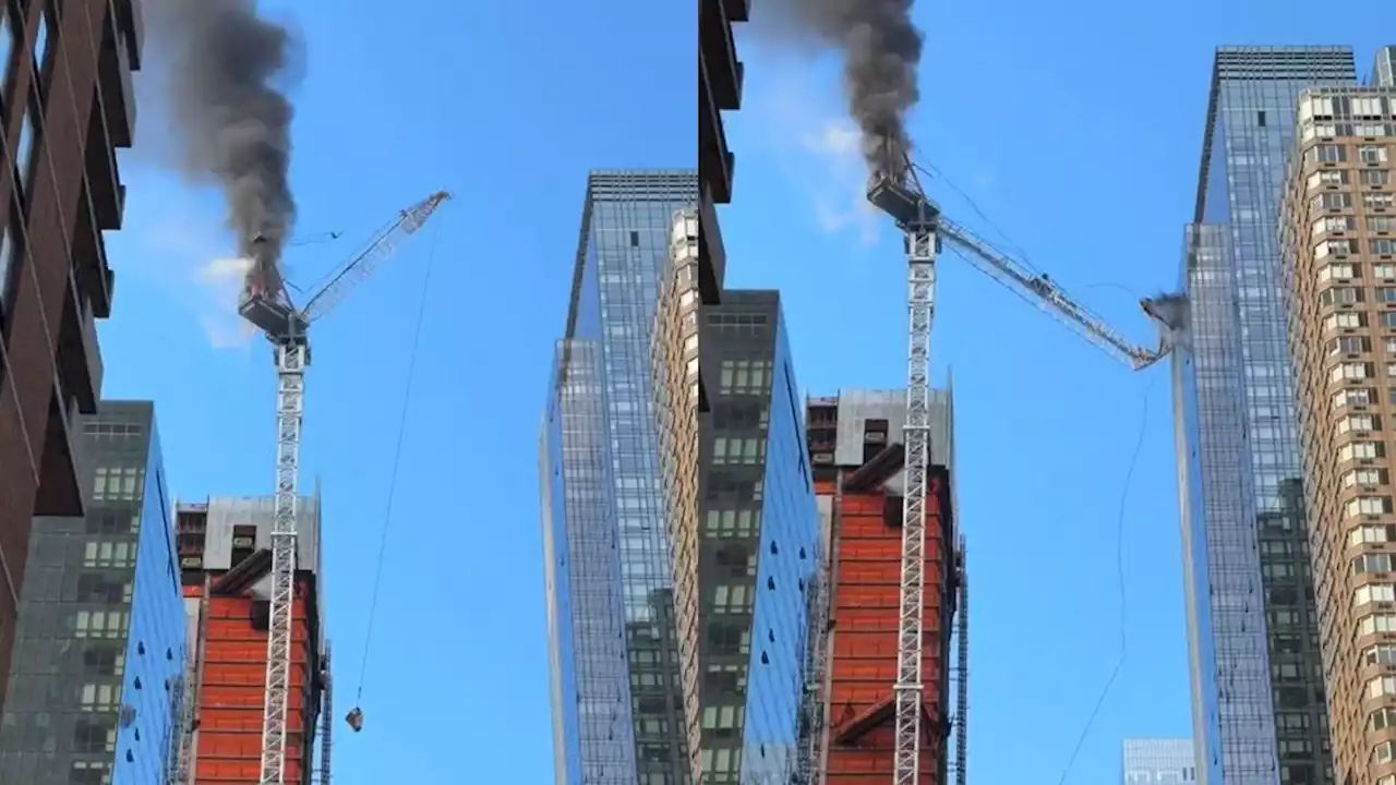 Impactante video: una grúa se incendió y colapsó en Nueva York