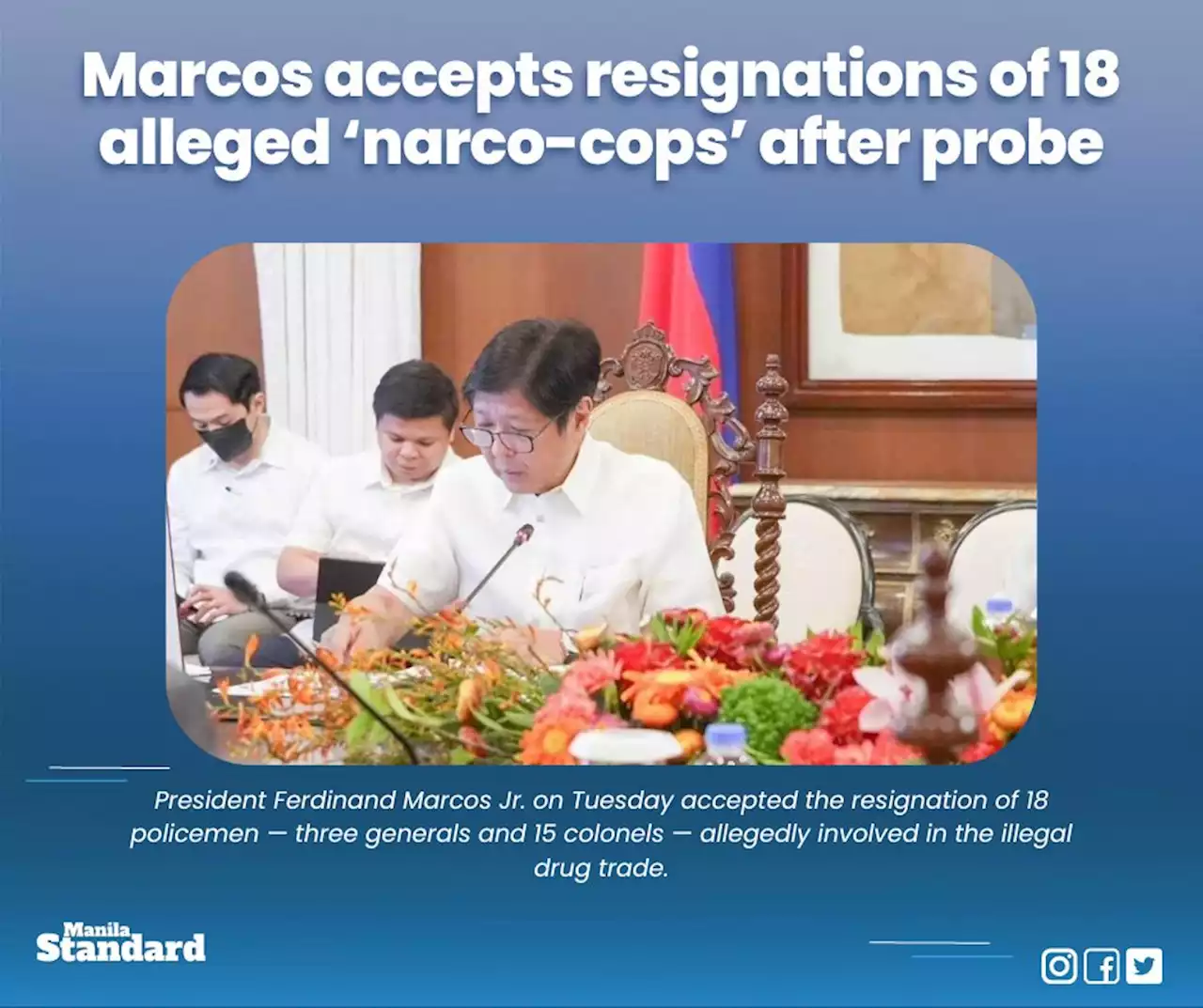 Marcos accepts resignations of 18 alleged ‘narco-cops’ after probe