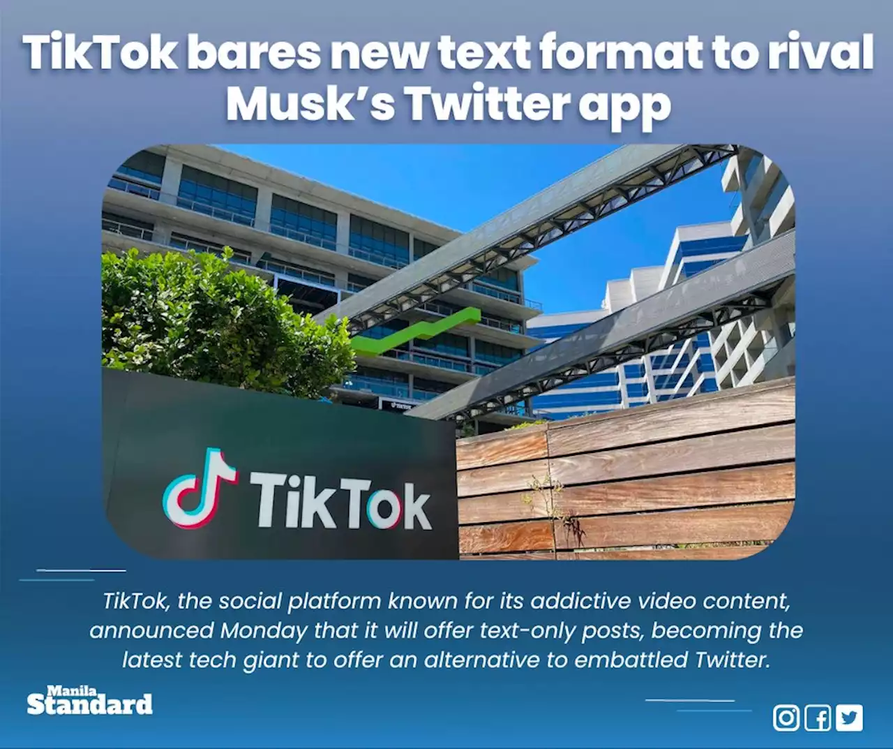 TikTok bares new text format to rival Musk’s Twitter app