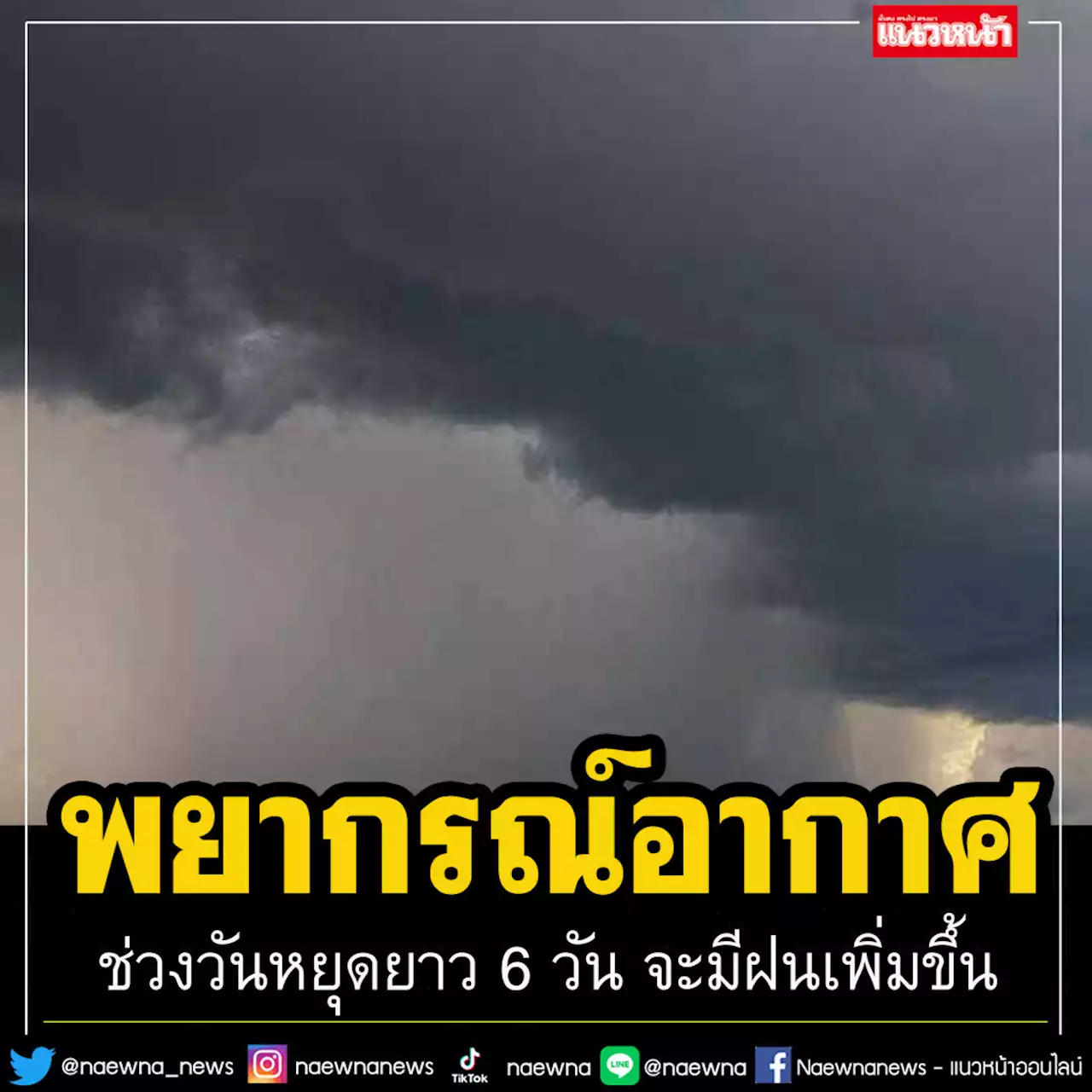 พยากรณ์อากาศช่วงวันหยุดยาว 28 ก.ค.-2 ส.ค. จะมีฝนเพิ่มขึ้นจากอิทธิพลร่องมรสุม