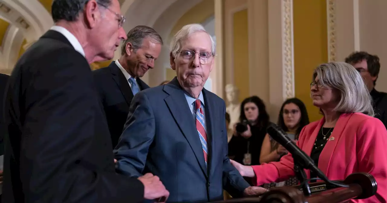 Mitch McConnell escorted away from cameras after freezing mid-news conference