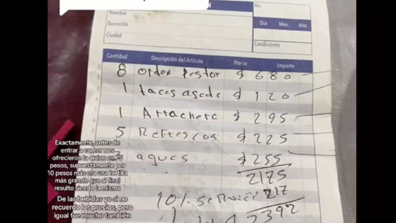 Abuso en la cuenta de consumo en una taquería en la Feria de Durango 2023