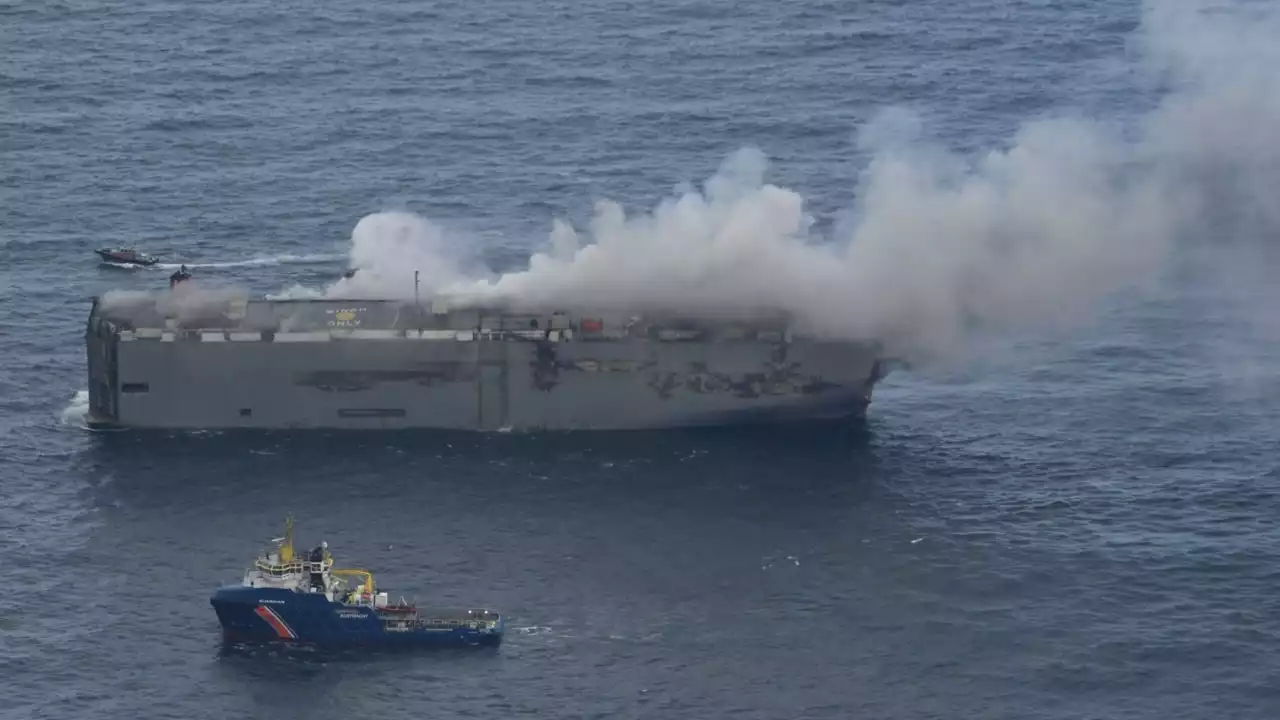 One dead after a cargo ship catches fire off Dutch coast