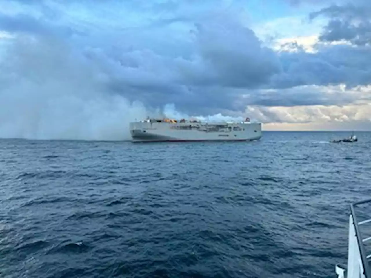 Ship fire still rages off Dutch coast