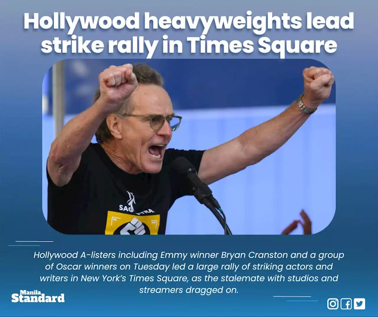 Hollywood heavyweights lead strike rally in Times Square