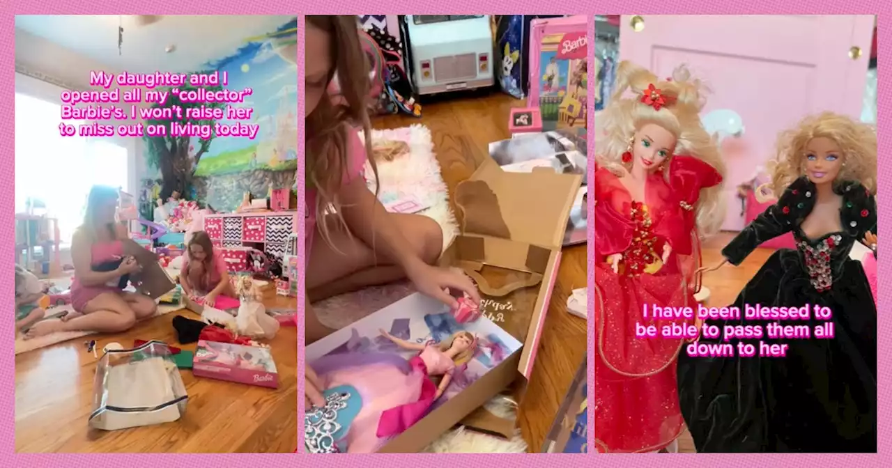 A Mom Unboxed All of Her Collector Barbie Dolls With Her Daughter