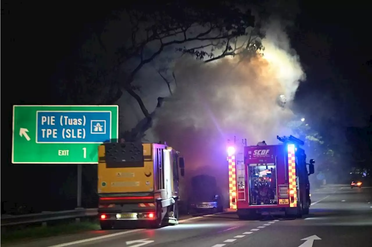 Car catches fire on East Coast Parkway on Wednesday