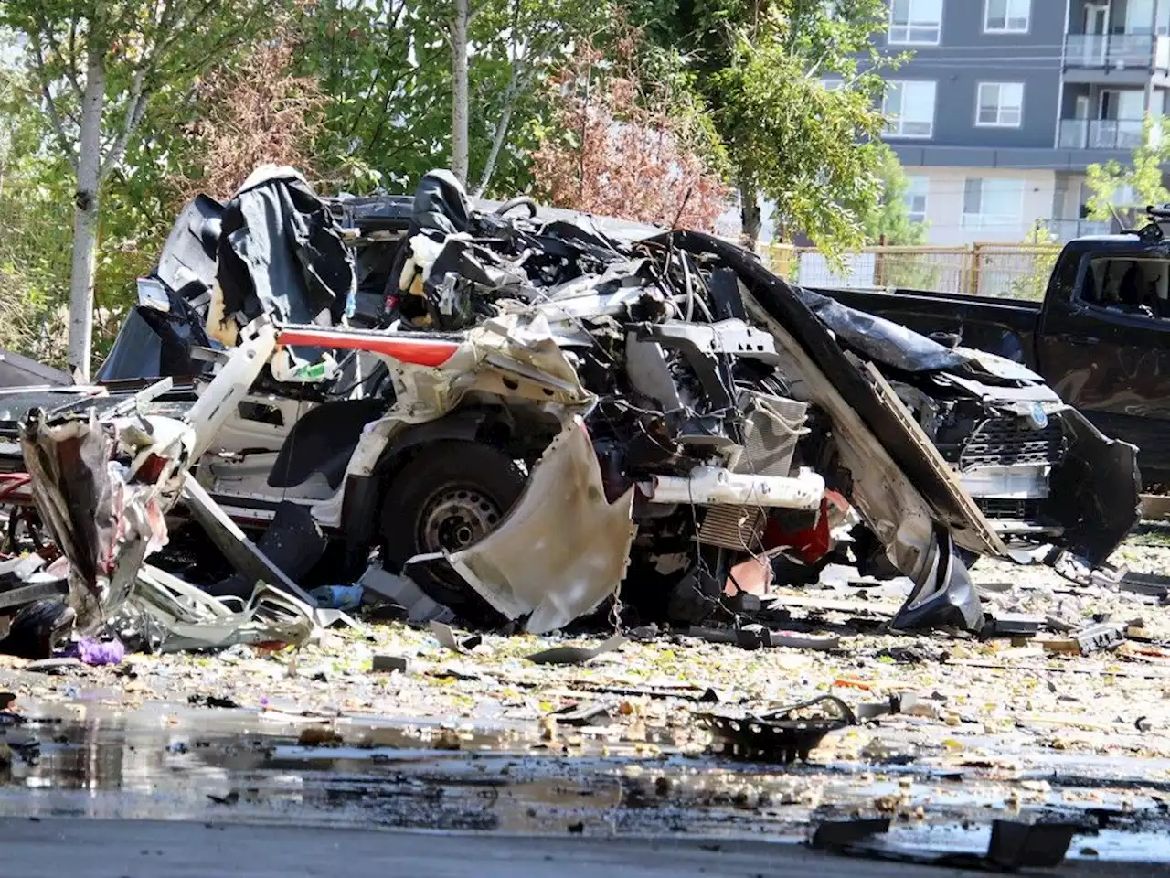 Welding truck explodes in Langley mall parking lot