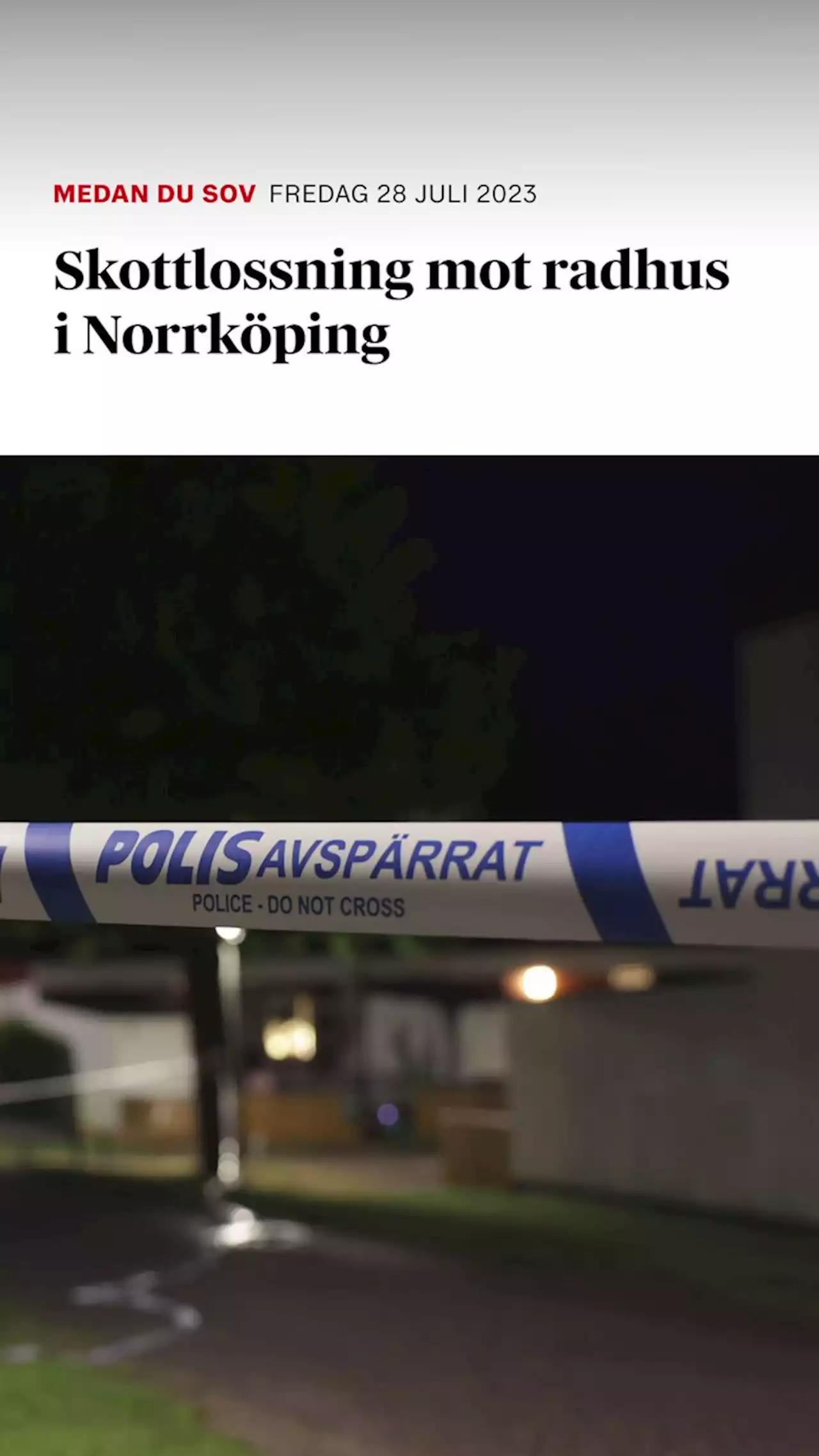 Skottlossning mot radhus i Norrköping – sannolikt samband med pågående konflikt