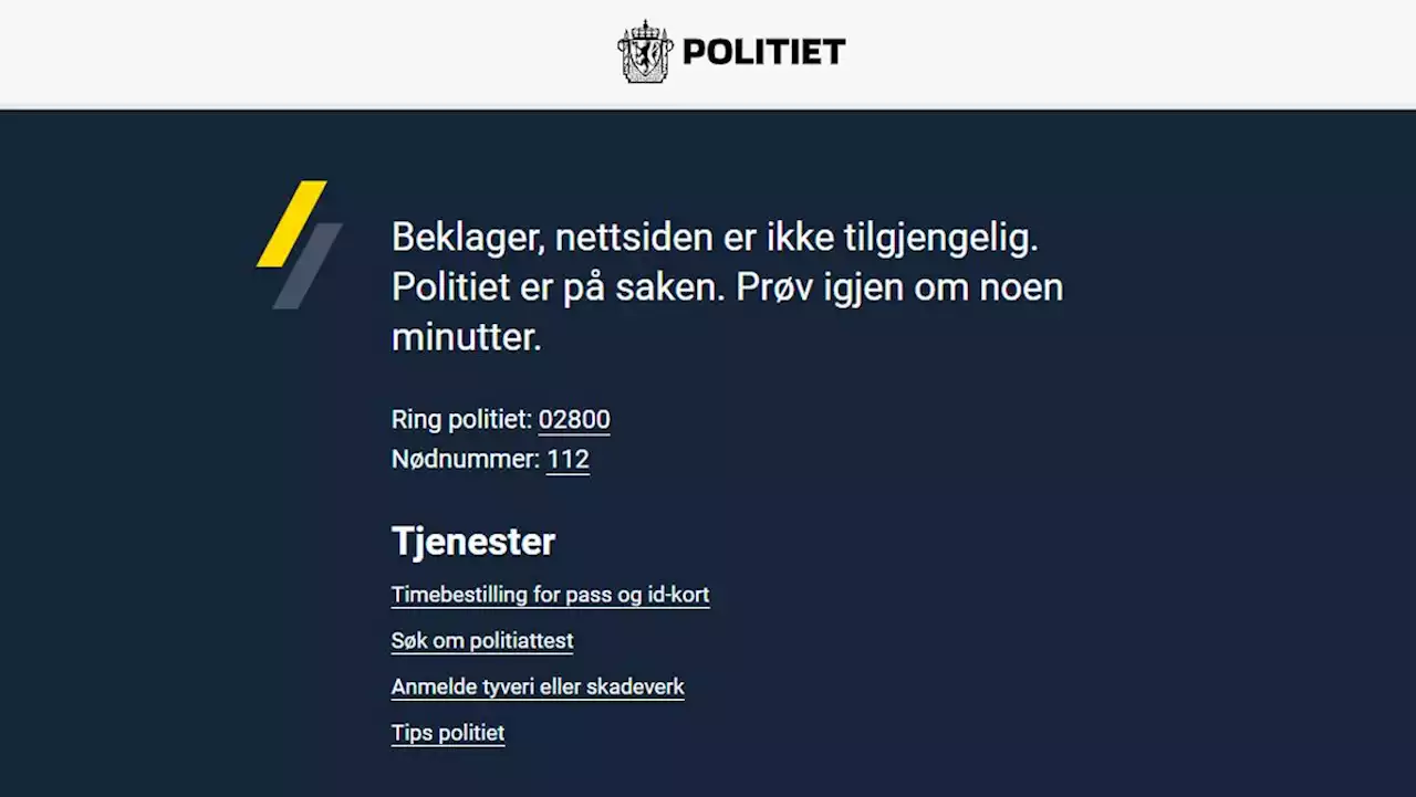 Utelukker ikke dataangrep som årsak til nedetid på politiet.no