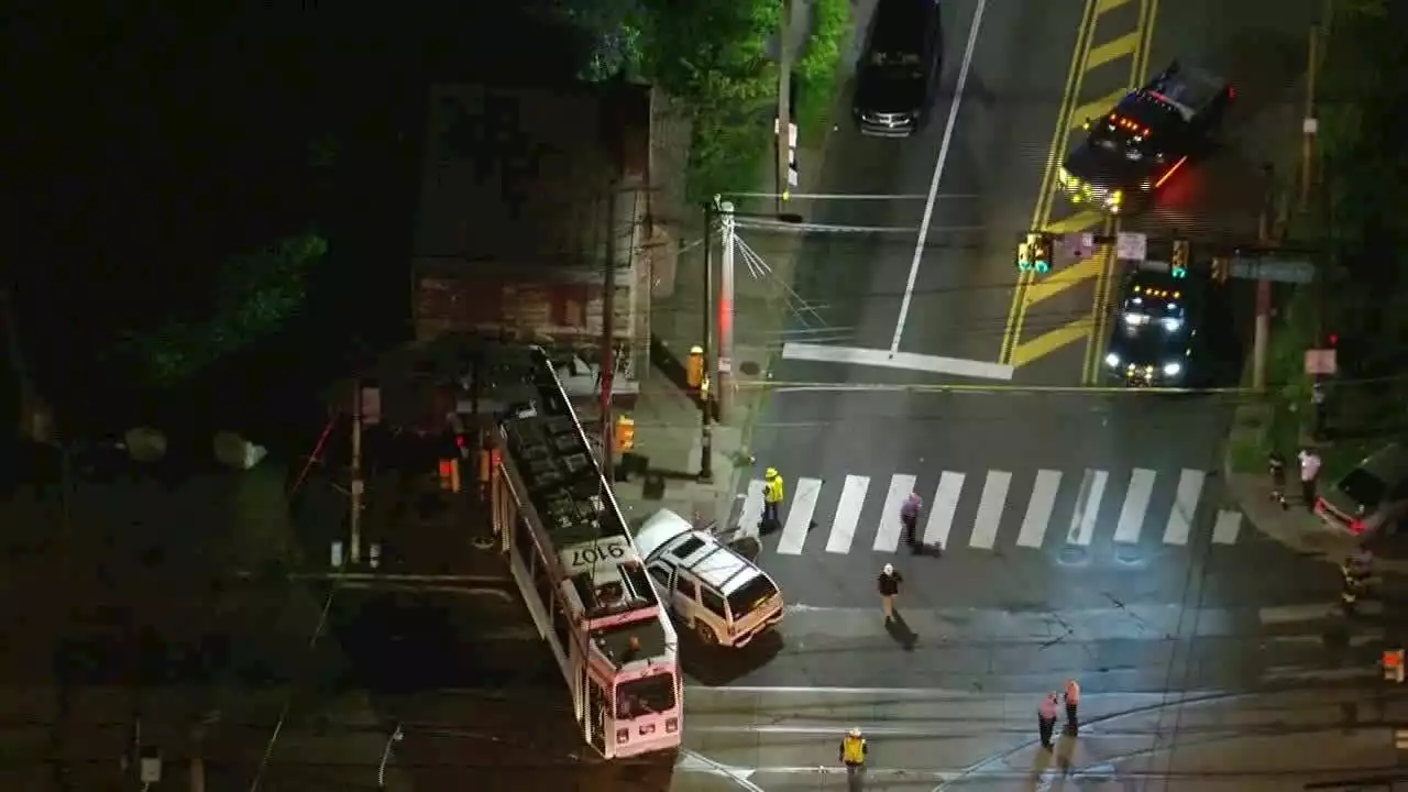 Video: 3 hurt after SEPTA trolley crashes into historic SW Philadelphia building, officials say