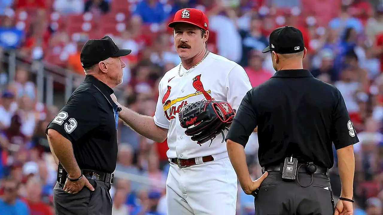 Cardinals' Miles Mikolas ejected in 1st inning after plunking Cubs' Ian Happ, who hit catcher with swing